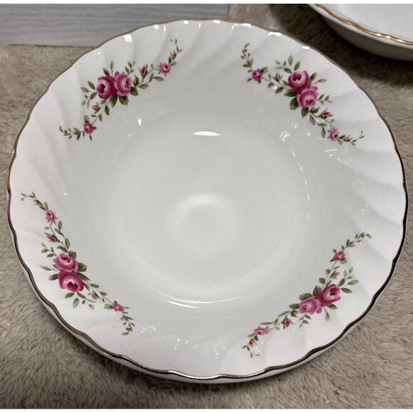 Ridgway Dainty Rose Ironstone Bowls Set Of 5 Pink Floral Design With Gold Trim - Picture 2 of 9